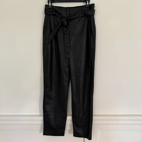 Aritzia Tie Waist Vegan Leather Pants Black Size 8 - Picture 4 of 8